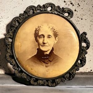 Vintage Photo Ornate Frame Tintype Portrait of a Victorian Lady Antique Art